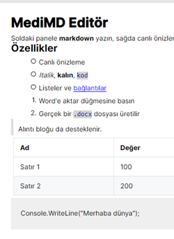 MediMD Editör