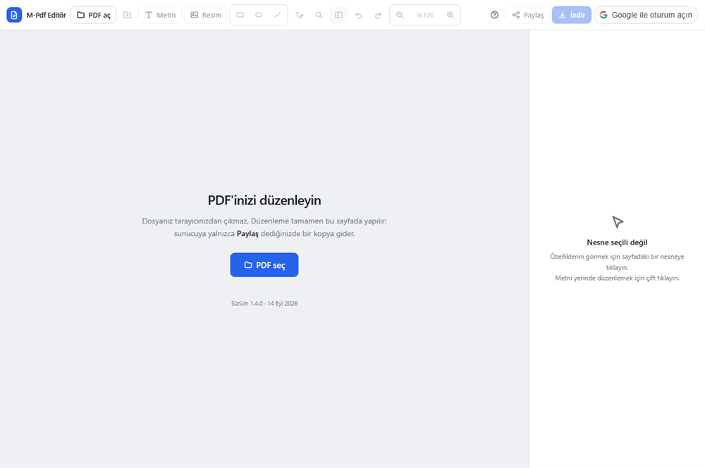 M-Pdf Editör ekran görüntüsü